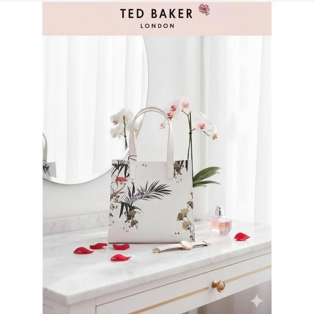 Ted Baker The Icon White Floral Print Small Tote Bag NWT